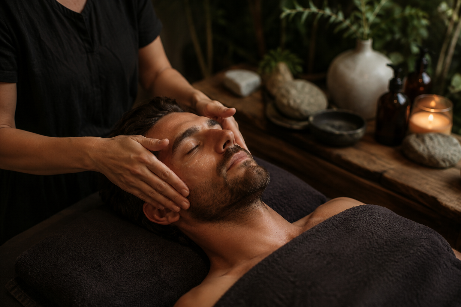 Cedar & Stone Men's Facial grounding ritual at Mindful Way Studio Mokena IL